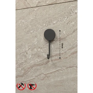Lotus Yapışkanlı Siyah Tekli Askılık, Banyo Askısı