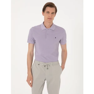 Pierre Cardin Erkek Lila Slim Fit %100 Pamuk Polo Yaka Basic Tişört 50291625-VR034