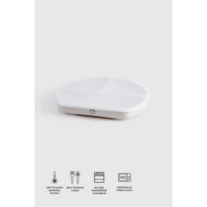 Little Gusto 3 Bölmeli Kapaklı Silikon Vakumlu Bej Mama Tabağı