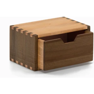 Desna Tek Çekmeceli Mini Dolap & Masaüstü Kırtasiye Organizer - Ceviz ve Gürgen Ağacından - 18.2cm x 12cm x 9.8cm
