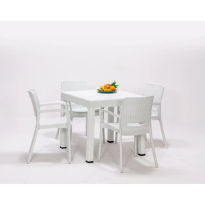 ModaLife Rattan Beyaz Kollu 4 Sandalye Masa Takımı - Bahçe&balkon&teras