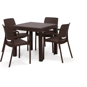 Rattan Kahve Kollu 4 Sandalye Masa Takımı – Bahçe&balkon&teras