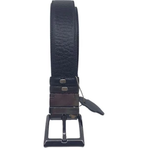 450 Erkek Siyah - Koyu Kahve Çift Taraflı Kullanım Hakiki Deri Kumaş Kemeri 3 cm