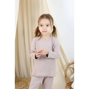 Basic Fitilli Interlok Kumaş %100 Pamuk 1-5 Yaş Beyaz Bebek Pijama Takımı
