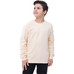 Basic Bisiklet Yaka Şardonlu Çocuk Sweatshirt 3-10 Yaş Krem