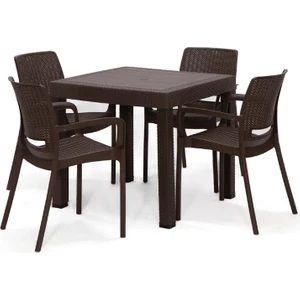 Rattan Lüx Home Bahçe Masa Takımı-Kahverengi