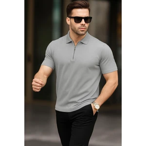 Erkek Polo Yaka Fermuarlı Triko T-Shirt