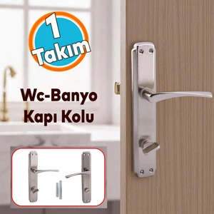 Wc Banyo Kapı Kolu Nikel Inox Aynalı Sağa Sola Uygun Kilitlenebilir Iç Dış Tuvalet Kapısı 1 Takım