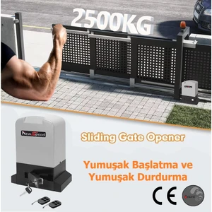 New Speed Kayar Kapı Motoru 2500 Kg, Yumuşak Başlatma ve Yumuşak Durdurma.