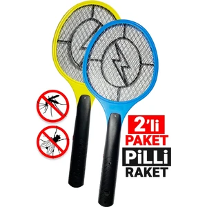 2 Adet Pilli Sinek Raketi, Sivrisinek Öldürücü, Elektrikli Sineklik Aleti - Piller Dahil Değildir - Mix Renk