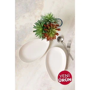 Mat Beyaz Serenity Kayık Tabak 24 cm 2 Adet 022