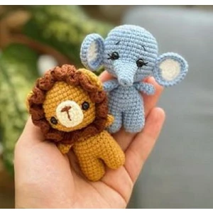 Amigurumi Fil ve Aslan Anahtarlık (Anahtarlık Aparatı Takılı Gönderilir)
