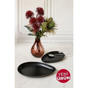 Mat Siyah Serenity Kayık Tabak 24 cm 2 Adet 956