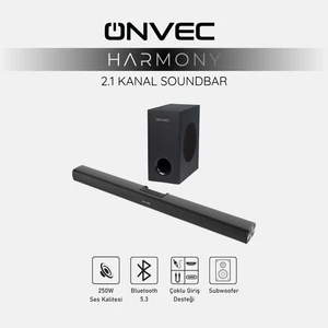 Harmony 2.1 Kanal Soundbar Bluetooth 5.3 HDMI Arc USB Optik Girişli Kablolu Subwoofer Ev Sinema Hoparlör Sistemi