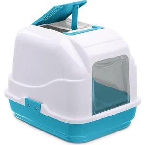 Imac Easy Cat Kapalı Kedi Tuvaleti Mavi Beyaz 50x40x40Cm