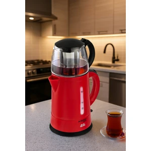 Teaplus Cam Demlikli Elektrikli Çay Makinesi Kırmızı