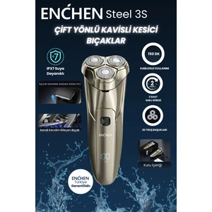 Steel 3s Gold Çift Yönlü Kavisli Bıçaklı Dijital Ekranlı Suya  Şarjlı Tıraş Makinesi