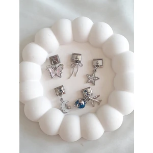 Çelik Kelebek&yıldız&ay&dünya&fiyonk Figürlü 5'li Italyan Charm