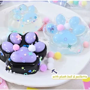 Kedi Patisi Squishy Işıklı Şeffaf Sukuşi Taba Skuşi Stress Oyuncağı
