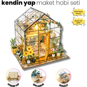 Kendin Yap Minyatür Maket Kiti – LED Işıklı Ahşap Maket Ev | DIY Hobi ve Dekoratif Maket Seti