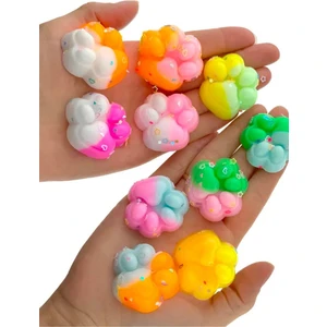 NB Market 4 Adet Sukuşi Set Renkli Mini Squishy Kedi Patisi Taba Sukuşi Elastik Jel Stress Oyuncağı