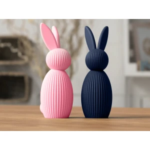 Pembe - Mavi Minimal Tavşan Biblolar  Modern Dekoratif Figür Seti