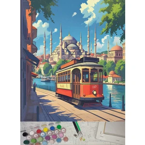 Sayılarla Boyama Tuval Seti Fırça Boya Dahil (Çıtalı) 40X50 cm - Nostalji