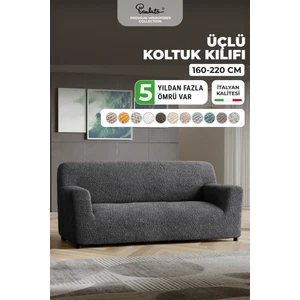 Lastikli Esnek ve Yıkanabilir 3 Kişilik Koltuk Örtüsü Çekyat Kanepe Kılıfı - Antrasit