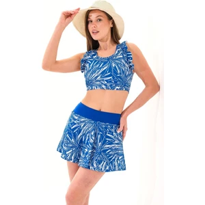 725712_KADIN Şort Etekli Fırfır Detaylı Croplu Deniz/havuz Mayosu