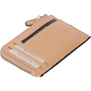 Hakiki Deri Unisex Kredi Kartlık - Düz Desenli Nude Renkli Minimalist Tasarım