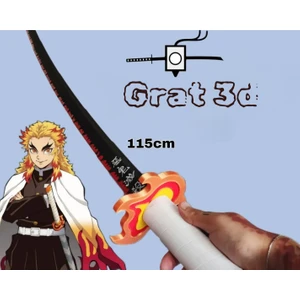 Rengoku Katana 115 cm | Demon Slayer | Açılabilir Katana | Dayanıklı Plastik | Oyuncak