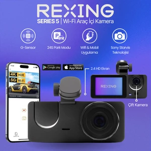 S5 Araç Içi Kamera - Wi-Fi | 3 Kamera 4K |7/24 Kayıt| G-Sensör | Mobil Uygulama ile Canlı Takip