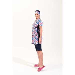 2260_KADIN 4'lü Takım Yarı Kapalı Boneli Büstiyerli Deniz/havuz Tesettür Mayosu