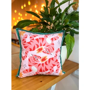 Kaplan Desenli Süet Dekoratif Çift Taraflı Dijital Baskı Kırlent Kılıfı - 43 x 43 cm