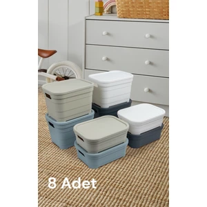8'li Set Çok Amaçlı Renkli Kutu Kapaklı Ofis Organizeri 4x2,8-4x5 Litre
