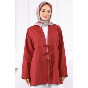 Bordo Ön Bağlamalı Kimono