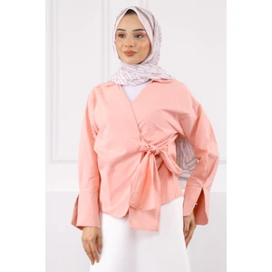 Pudra Yandan Bağlamalı Gömlek