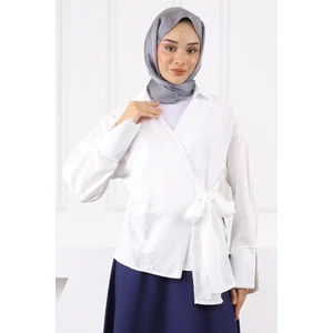 Ekru Yandan Bağlamalı Gömlek