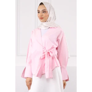 Toz Pembe Yandan Bağlamalı Gömlek