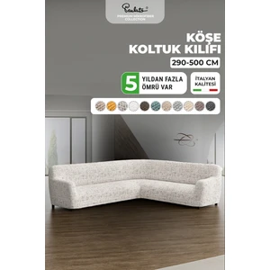 Lastikli Esnek ve Yıkanabilir L Köşe Koltuk Örtüsü Çekyat Kanepe Kılıfı - Beyaz