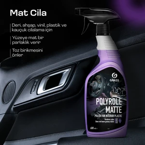 Matte Torpido & Gösterge Paneli Temizleyici Parlatıcı  - Üzüm Kokulu Mat Yüzeyler İçin Leke Bırakmaz, Polyrole Matte Üzüm Oto Kokpit Temizleyici ve Parlatıcı 600ml