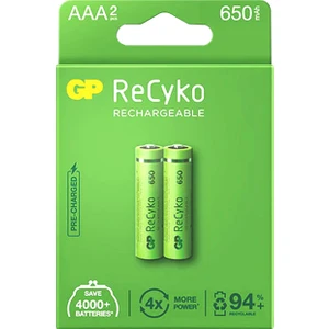 Gp Recyko 650 Mah R03 Aaa Şarjlı 2li Ince Kalem Pil GP65AAAHCE-2EB2 (GPRHCH63E000) (5131)