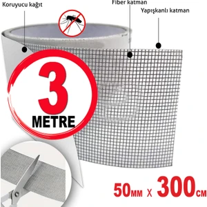 Yapışkanlı Sineklik Pencere Kapı Tülü Tamir Bandı 5cm x 300 Cm. Rulo