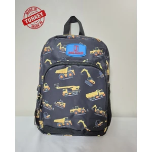 Ultra Lüxs Su Geçirmez Anasınıfı Çantası İş Makinesi Desenli Anaokulu Çocuk Günlük, Kreş Sırt Çantası