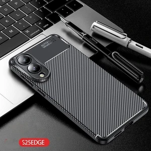 Samsung Galaxy S25 Edge Kılıf Kamera Korumalı Çıkıntılı Karbon Desenli Renk Atmaz Koruyucu Negro Kapak