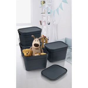 4'lü Set Çok Amaçlı Renkli Kutu Kapaklı Ofis Organizeri 4x5 Litre