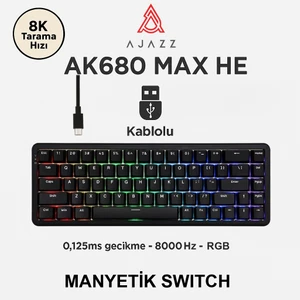 AK680 Max Rapid Trigger Manyetik Switch Mekanik Kablolu Klavye Rgb 0.125 Ms Ultra Düşük Gecikme