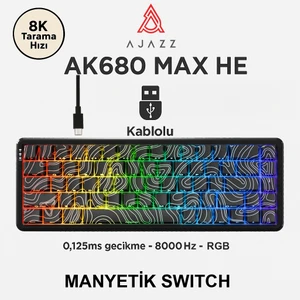 AK680 Max Rapid Trigger Manyetik Switch Mekanik Klavye Rgb Aydınlatma 0.02 Ultra Düşük Gecikme-Siyah