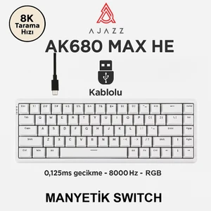 AK680 Max Rapid Trigger Manyetik Switch Mekanik Kablolu Klavye Rgb 0.125 Ms Ultra Düşük Gecikme