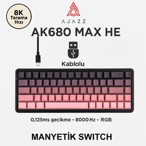 AK680 Max Rapid Trigger Manyetik Switch Mekanik Kablolu Klavye Rgb 0.125 Ms Ultra Düşük Gecikme